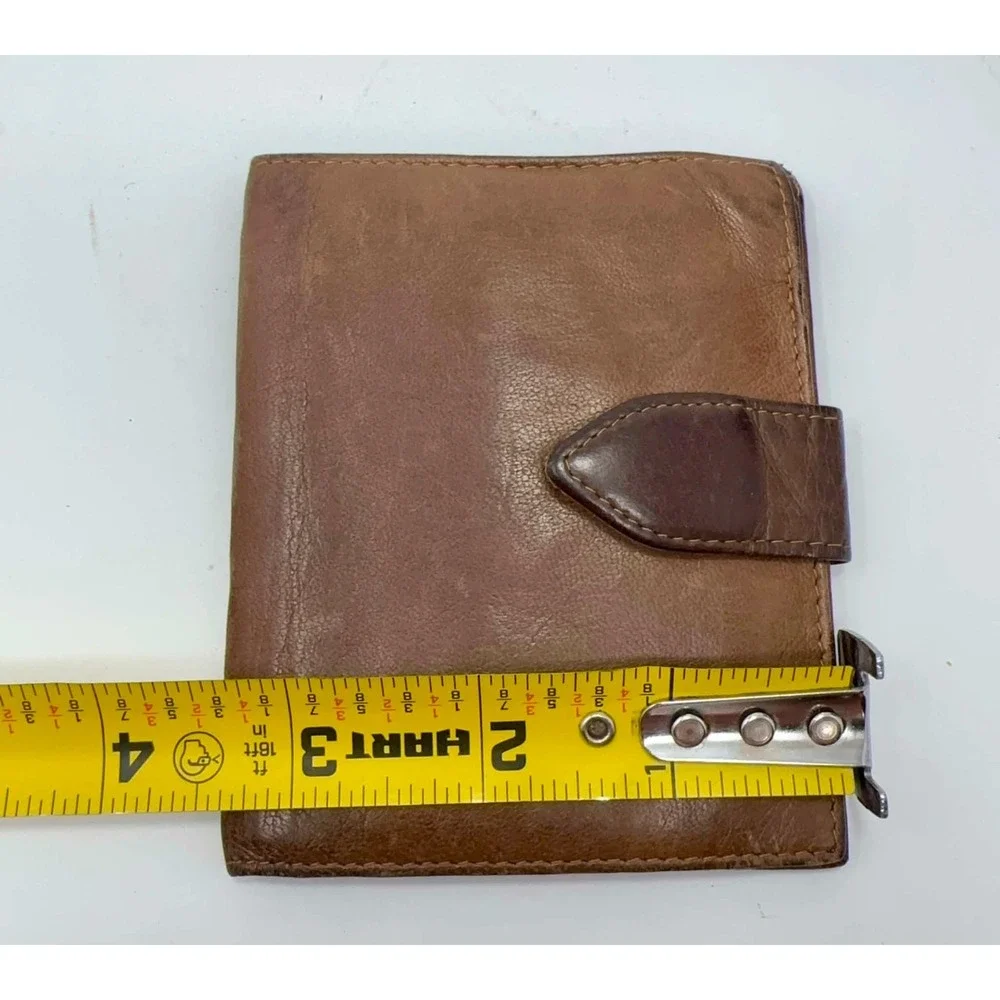 VTG Brooks Brothers Made in Italy Genuine Leather Bifold Passcase Wallet Brown